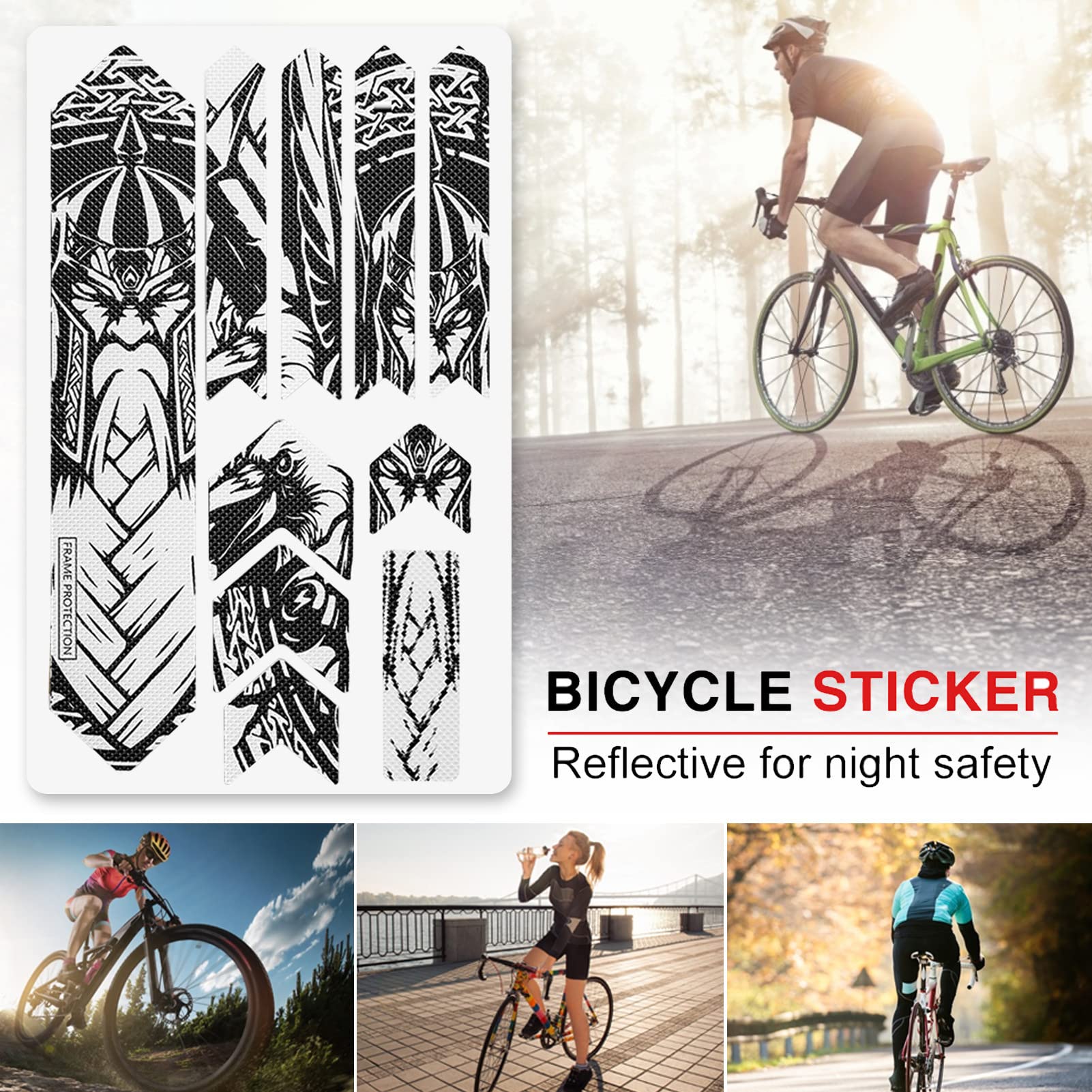 Bicycle Stickers for Frame - Self-Adhesive Bike Decals